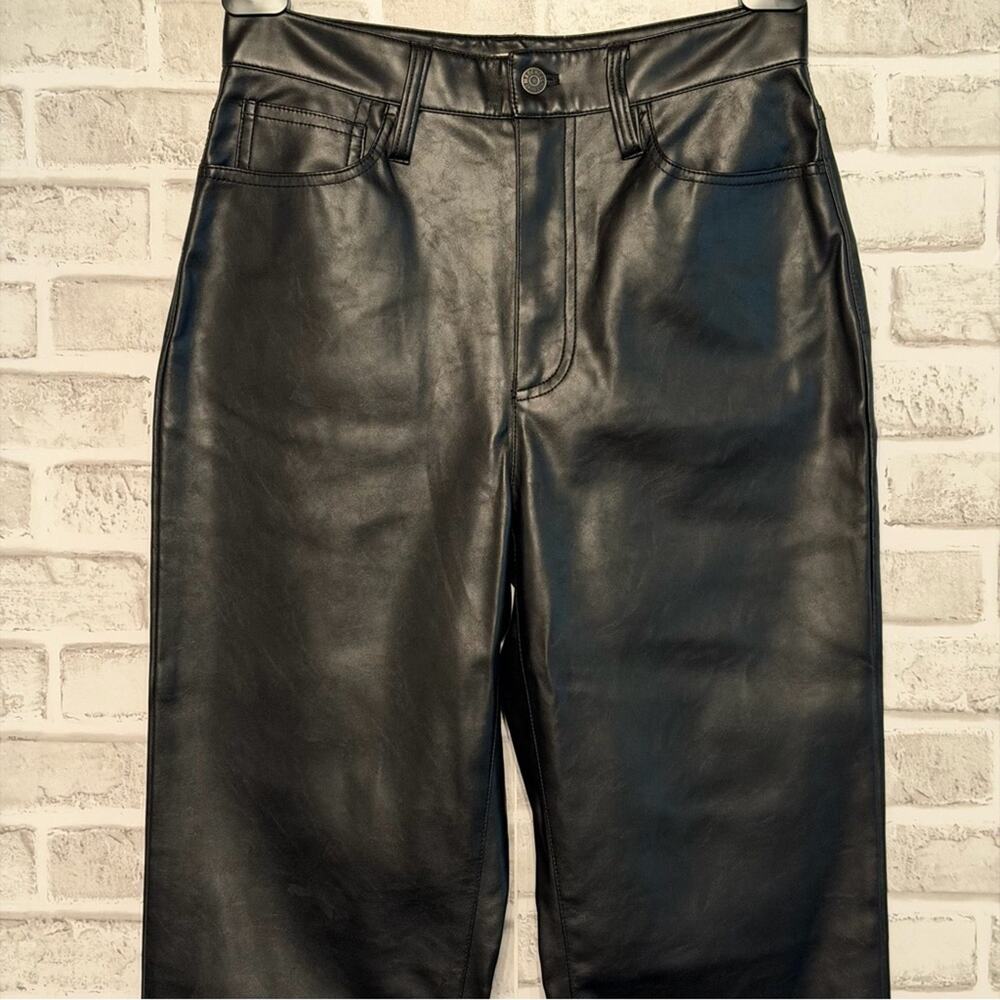 nwt Madewell The Perfect Vintage Straight leg Faux Leather Pants size 28 Black - Picture 7 of 12